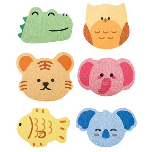 Colaren 6 PCS Animal Shapes Natural Sponges for Bath, Baby Bath Sponge Perfect for Newborn and Toddler Infan, Soft and Comfortable
