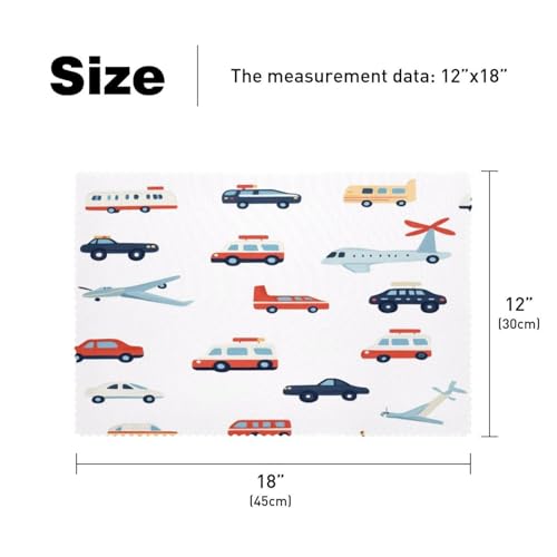 Set de table salle à manger motif avions bus 30x45cm résistant