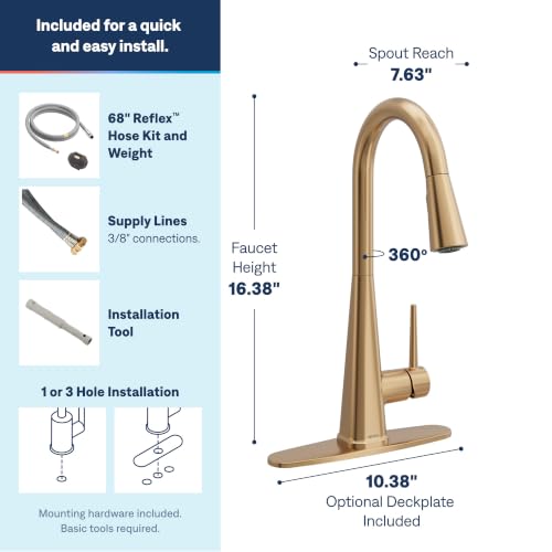 Moen Swyre Pulldown Kitchen Faucet, Bronzed Gold, 87508BZG by Moen - Used condition - Image 3