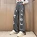 Kids Wide Leg Ripped Jeans Teen Vintage Elastic Waist Casual Denim Pants Boys Girls Summer Baggy Fashion Long Outfit(Grey, 130)