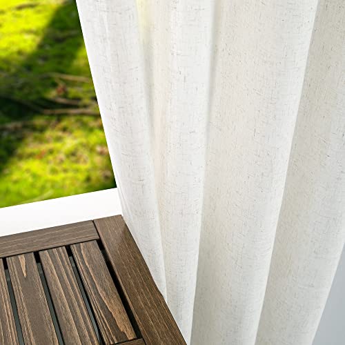 Koufall Linen Window Treatments Sheer Curtain Panels For Living Room With Oil Rubbed Brass Grommet,Natural Flax Light Filtering Floor Length Extra Long Curtains 96 Inches,Pair Set Of 2,Cream Color #TOP6