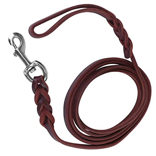 Hundeleine Leder,Fettlederleine Hund, Verkehrsleine Für Hunde,Haustier-Hundeleine Sicherheitsseil Rindsleder Und Ledergürtel Für Gehens Lauftraining (2,1 Meter)