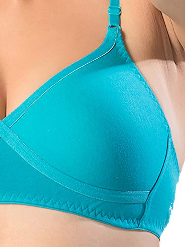 Image of SONARI Womens Non Padded Regular Cotton Bra | Wire-Free, Medium Coverage, Sewn-in Bump for Natural Lift, Polycotton Blend Fabric, Hook & Eye Closure, Adjustable Straps - Violet