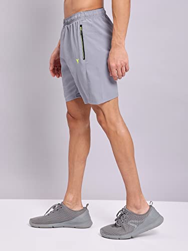 Image of TECHNOSPORT Men Solid Slim Fit Sports Shorts Techno LITE UPF50+ Polyester Mid Rise Drawstring Shorts Pant for Men Gym Workout Running Cricket Casual Quick Dry