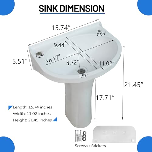 Kleinkind-Spüle aus Kunststoff, kleines Badezimmer-Waschbecken-Set, Waschtraining, 39,9 x 27,9 x 53,3 cm, ohne Bohren, selbstklebend, mit Wasserhahnloch für WC, Raumsäule, Waschbecken (weiß)