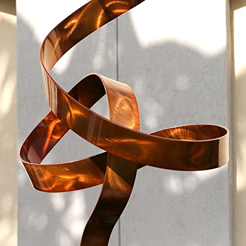 Statements2000 48" Large Metal Yard Sculpture, Indoor-Outdoor Garden Statue By Jon Allen Metal Art, Copper Perfect Moment, Black Base #TOP7