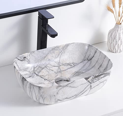 Image of Store2508 Ceramic Wash Basin Marble Design for Bathroom 18x13x5.5 Inches (2048)