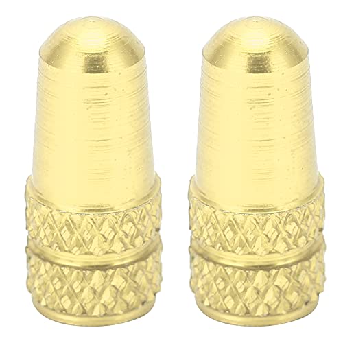 Tbest 2pcs Valve Caps, Aluminium Alloy Valve Stem Covers Dust Covers for Mountain Bikes (Gold
