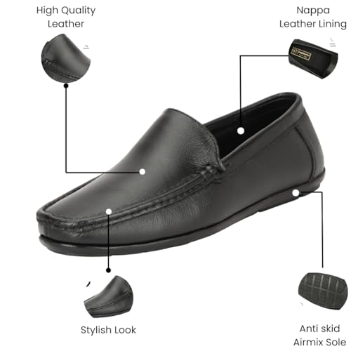 Image of Leatherful Real Leather Loafer Shoes BRLF020BL1| Full Grain Leather | Office | Party | Smart Casual