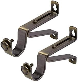 ABC Decor Curtain Pole Bracket, 28mm, 2 Piece Extendable Support Arm, High Grade Steel making strong brackets, Antique Brass, (3)