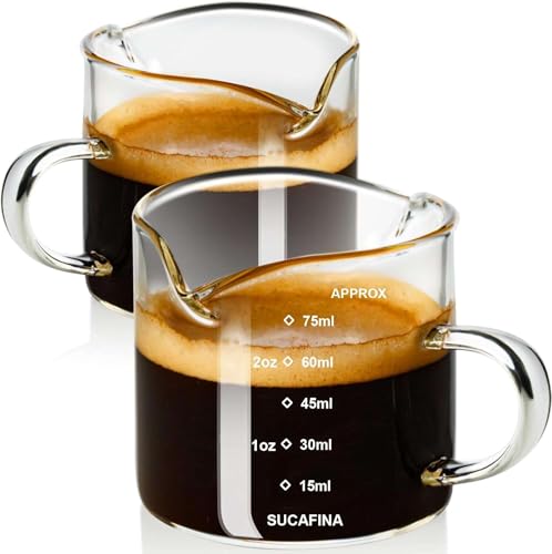 Set de 2 vasos medidores espresso con doble pico y asa miniatura 1