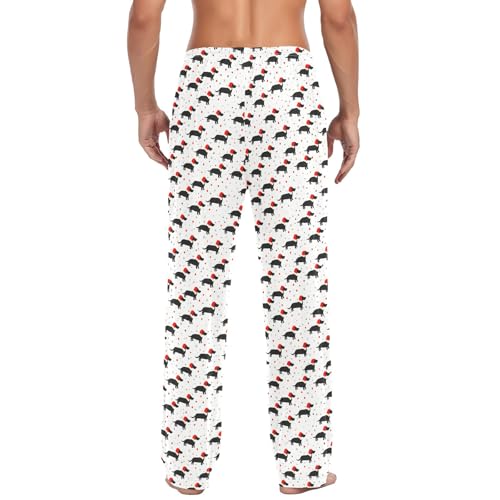 Mens Cotton Pajama Pants Sleep Lounge Pj Bottoms Sleepwear with Pockets Drawstring S Puppy Polka Dot3