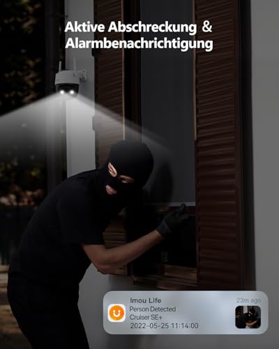 Imou 2K Überwachungskamera Aussen mit AI Personen-/Fahrzeugerkennung, 360° PTZ WLAN Kamera Outdoor, Vollfarbige Nachtsicht, Automatischer Verfolgung, 2-Wege-Audio, Sirene, IP66, Funktioniert mit Alexa