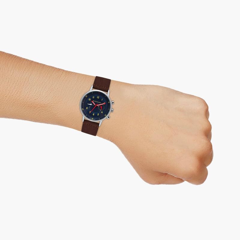 Image of Giordano Analog Sporty Multi-Functional Watch for Men with Round Shape dial and Leather Strap