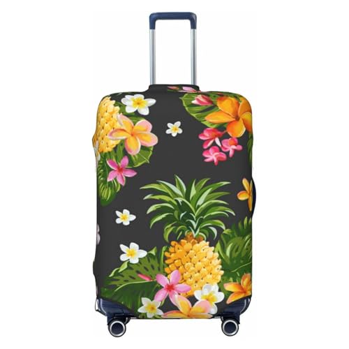 Tropical Pineapple Hawaiian Print Suitcase Cover Luggage Protector Washable Elastic Fashionable Travel Gear Cover - Main Image