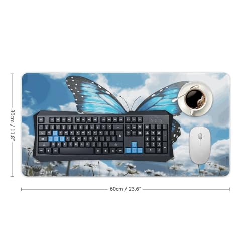 Pad Mouse Grande con Mariposas y Nubes Blanco miniatura 2