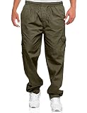 Men's Cargo Pants Relaxed Fit Sport Pants Jogger Sweatpants Drawstring Outdoor Trousers with Pockets