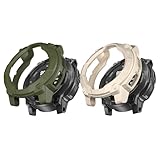 Confezione da 2 custodie compatibili con Garmin Instinct 3 45 mm/50 mm, custodia protettiva in TPU (beige/verde, Garmin Instinct 3 50 mm AMOLED)