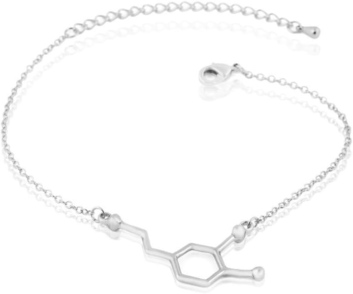 Molecule Bracelets Serotonin Chemical Molecules Bracelet Nurse Jewelry (Silver)
