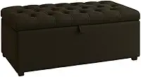 Bau organizador Puff Baú pé de cama 90 cm no Organizador e Sapateira (Porta Objetos e Brinquedos)92×42×40cm(Preto,Tampa Lisa 8 Cm de altura)
