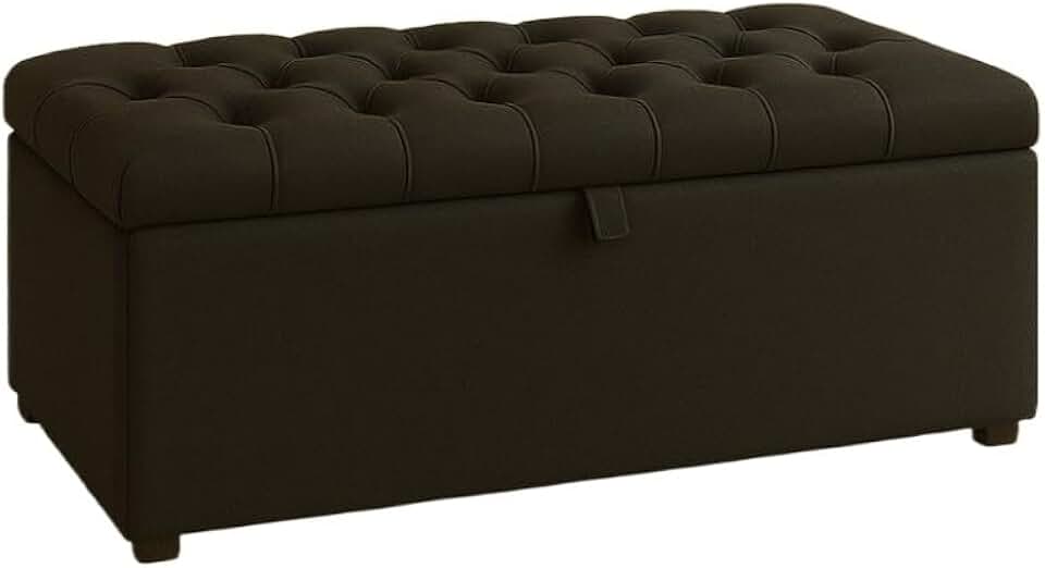 Bau organizador Puff Baú pé de cama 90 cm no Organizador e Sapateira (Porta Objetos e Brinquedos)92×42×40cm(Preto,Tampa Lisa 8 Cm de altura)