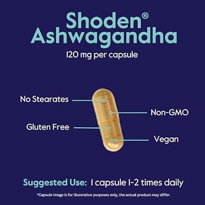 BESTVITE Advanced Ashwagandha 120mg w/Shoden (120 Vegetarian Capsules) - Clinically Studied Containing Industry Leading 35% Withanolide Glycosides - No Stearates - Vegan - Non GMO - Gluten Free