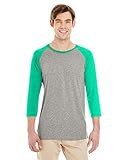 Jerzees Adult 4.5 oz. TRI-BLEND Baseball Raglan S OXFORD/ MINT HTH