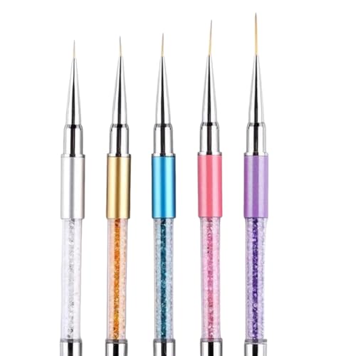 Pincel Fino para Uñas, 5 Piezas, Nail Art Pintura Dibujo Línea Herramienta, de Detalle, Nail Dotting Manicure Tools, Moda Manicura de Pinceles para Uso Diseñol, Bricolaje y Decoración de Uñas
