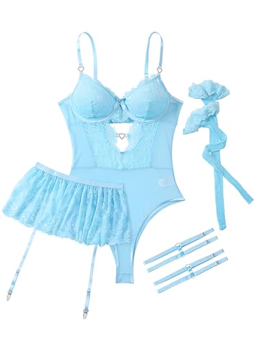 Image of Lilosy Sexy Lingerie Set 3 Piece Women Corset Bodysuit Skirt