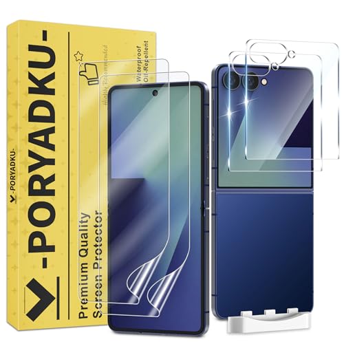 MoShieldwish 4 Pack Screen Protectors for Samsung Galaxy Z Flip 7 2 Inside Flexible Film + 2 Front Tempered Glass Scratch Resistant Touch Sensitive HD Clear