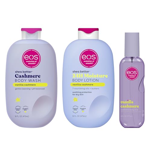 Image of eos Vanilla Cashmere Scent Layering Bundle - Body Wash, Body Mist, Body Lotion