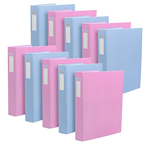 Image of Pukka Pad, Pastel A4 Ringbinder Files with D-Ring Mechanism – 10 Pack – 40mm Spine with Customisable Label for Large Amounts of Documents – 32 x 26.3mm, Pink and Blue