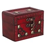 Solution de rangement polyvalente : idéale pour ranger bijoux, pièces de monnaie (comme une tirelire en bois), souvenirs ou comme boîte à bijoux décorative. elle optimise à la fois capacité et élégance. coffret de rangement décoratif, coffre de pirate en bois