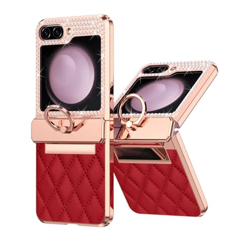 Coque antichoc Samsung Z Flip 6 résolvant la fragilité de la charnière en cuir rouge