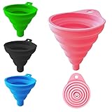 LLMSIX 4 Pcs Silicone Funnel Funnels for Filling Bottles or Containers Collapsible Flexible Foldable