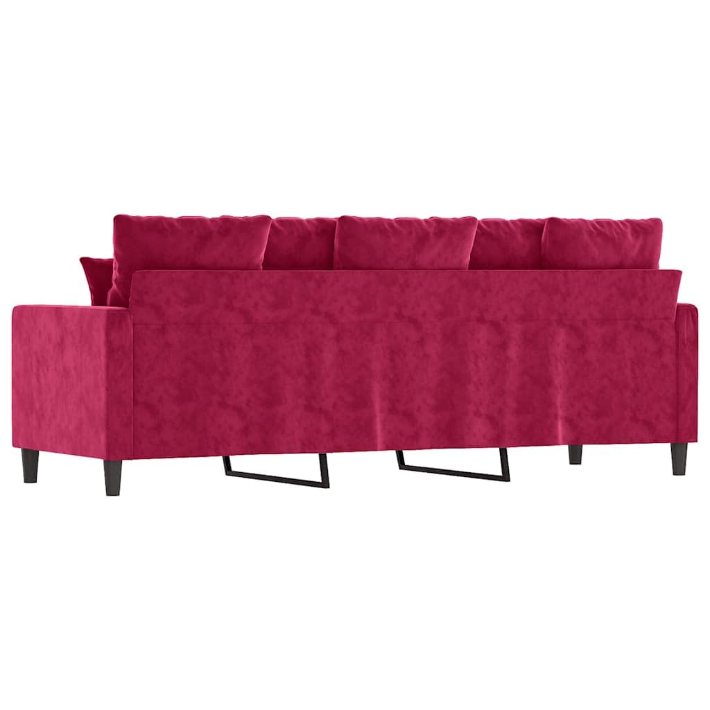 vidaXL Divano a 3 Posti Rosso Vino 180 cm in Velluto