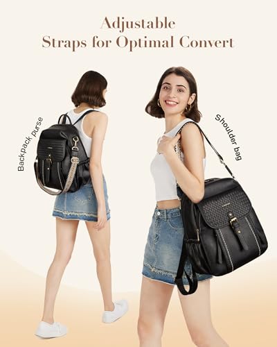 Image of Missnine Leather Backpack Purse for Women, Ladies Fashion Backpacks, Convertible Vintage Bag for Travel, Work, Everyday