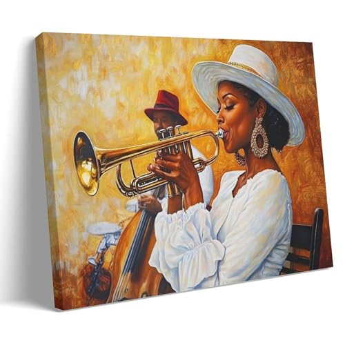 Stampa artistica da parete su tela con musicisti jazz neri,