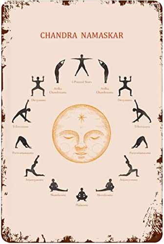 Buywell Vintage Moon Salutation Yoga Wall Sign 5.5x8 Inch