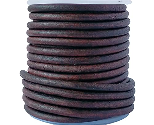 Cords Essentials Round Leather String Cord 4mm Distressed Dark Brown 10 ...