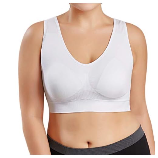 HHMY Monokrom bysthållare dam sport-bh utan bygel bygellös mjuk bh bekväm vadderad bralette kvinnor ultratunn sömn sport bh full bh kupa toppar, S – 6XL, Vit, S