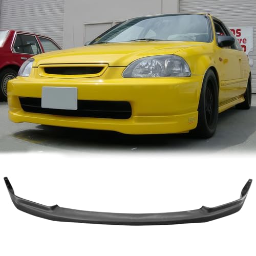 MagicDrift Front Bumper Lip Chin Spoiler, Compatible with 1996-1998 Honda Civic, JPTR Style PU Front Lower Splitter Protector, Unpainted Black, 1PC