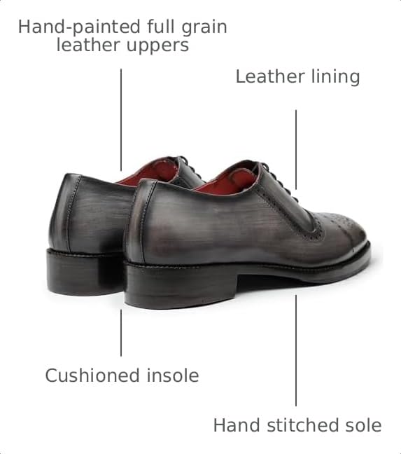 Image of Lethato Wingtip Brogue Oxford Handcrafted Men's Genuine Leather Lace up Dress Shoes