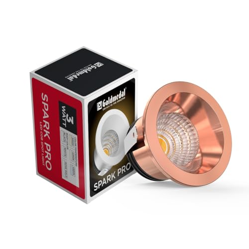 Image of Goldmedal Spark Pro 3W Rose Gold (Body Color) LED COB Spot Light - Neutral White (4000K)|Cut-Out Size:O30mm|Recessed Spot Light for False Ceiling|Suitable for Indoor Application|Aluminium Housing