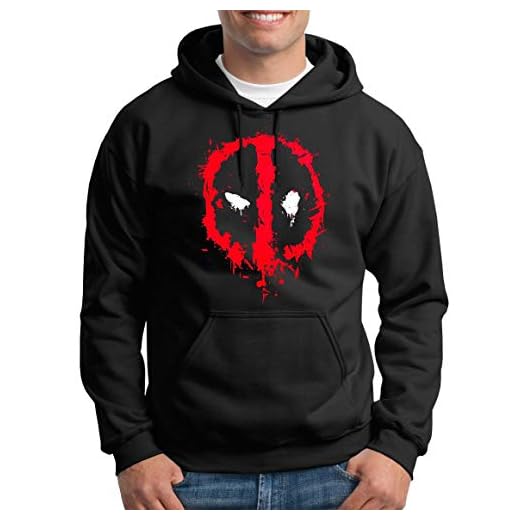 TShirt-People Deadpool Logo Kapuzenpullover Herren L Schwarz
