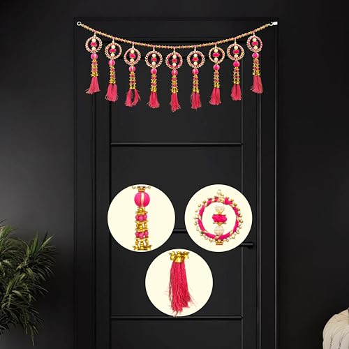Image of iHandikart Beads Toran for Main Door | 40 Inch, Decorative Door Toran for Diwali Decoration and Home Entrance Decor, Perfect Traditional Toran for Housewarming Gifts & Festive Decor