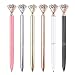 ZZTX 6PCS Big Crystal Diamond Ballpoint Pen Bling Metal Ballpoint Pen Office Supplies, Rose Gold/Gold/Silver/White/Black/Pink