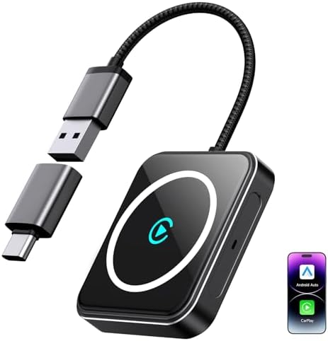 Wireless CarPlay Adapter for Apple iPhone, 2-in-1 CarPlay & Andro...