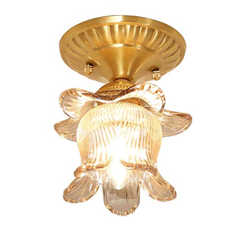 Plafonnier Vintage Cuivre pour Plafond Bas Luminaire Suspendu Gain de Place Salon