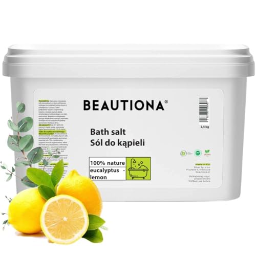 Epsom - Sali da bagno 2,5 kg - eucalipto e limone - sale da bagno al magnesio per detox, rilassamento muscolare e recupero - sale epsomico naturale per bagno, pediluvio e benessere a casa